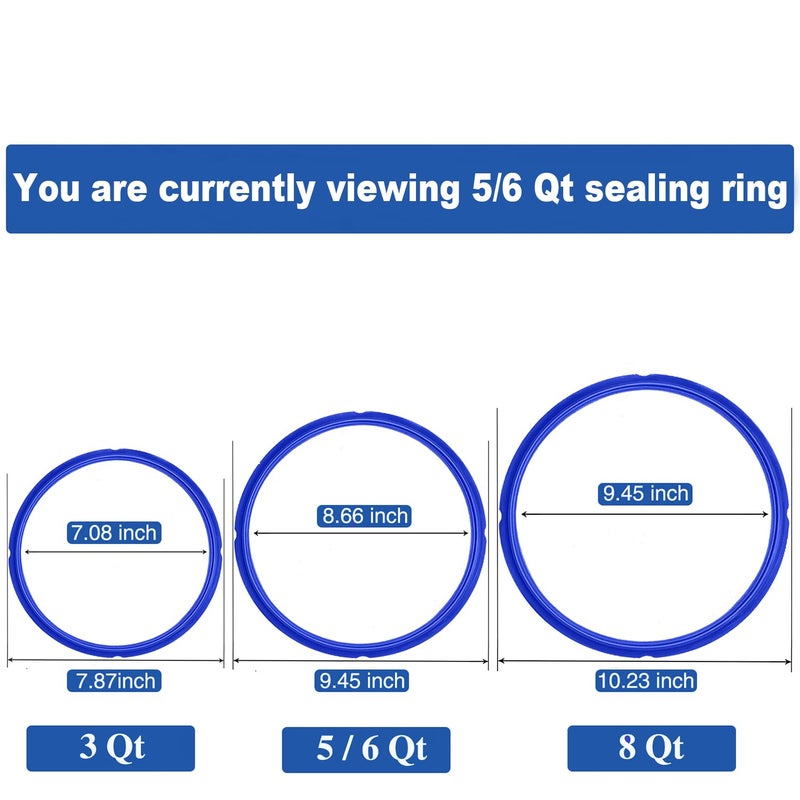 Fuator 3 Pack Sealing Ring 6 Qt for Instant Pot Sealing Rings Replacement for 5/6Qt Instant Pot Seal, With 3 Float Valve Caps, Food-grade Silicone Instapot Gasket 5&6Qt, Fit for DUO DUO Plus 6 Quart - Image 3
